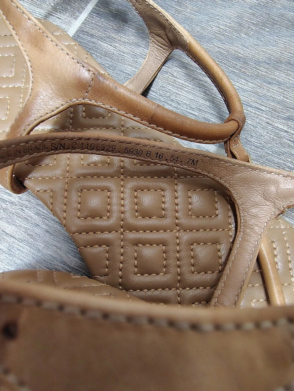 Tory Burch Quilted Tan T-Strap Sandals